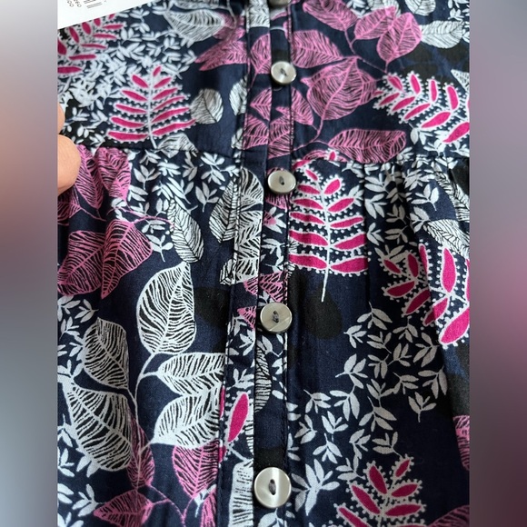 NWT Loft Leafed Smocked Button Blouse Cotton Size XL - Picture 5 of 12